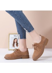 Women's shoes genuine leather oxford mother girls lace up fashion casual shoes women sneakers loafers