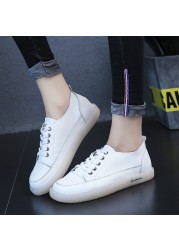 Women Spring Shoes 2022 New Genuine Leather Trend Color Matching Women Shoes Flat Bottom Lace-up Casual Girl Student Shoes