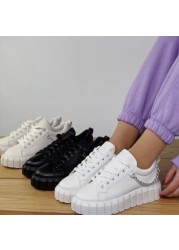 LuasTuas Size 36-43 Women Sneakers Metal Chain Chunky Ins Spring Shoes For Woman Fashion Cool Lace Up Daily Female Shoes