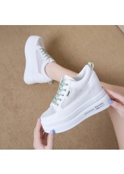 Rimocy Hidden Heels Chunky Sneakers Women 2022 Spring Thick Sole Breathable Mesh Sneakers Woman Red High Platform Casual Shoes