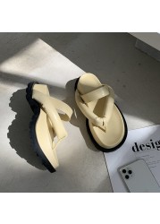 2021 new clip toe thick platform slippers women casual strap summer beach flip flops woman non-slip outdoor rome sandals