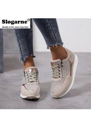 Women Spring Autumn Shoes Fashion Crystal Sneakers Zipper Platform Trainers Ladies Casual Shoes Tenis Feminino Zapatos De Mujer