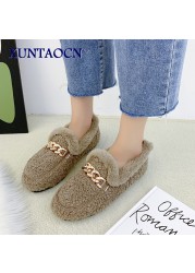 woman slippers summer sandals fox fur slides mules black shoes for women loafer 2022 home shoes spring outdoor block heel