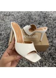 2022 Summer New Women's Slippers Square Toe Thin Heels Black Women High Heels Shoes Woman Sexy Flip Flops Women Shoes Ladies Shoe