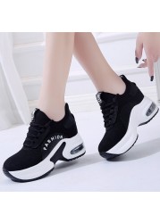 Lucifer 2022 Spring Breathable Mesh Casual Women Sneakers Lace Up Height Increasing Shoes Woman Air Cushion Wedges Female Shoes