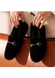 Popular Fluffy Women Winter 2021 New Winter Cotton Padded Warm Velvet All-Match Pregnant Single Pedal Boots