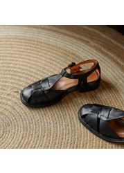 Gonovono 2022 Size 34-40 Women Sandals Real Leather Buckle Ins Shoes For Women Summer Fashion Cusual Holiday Shoes