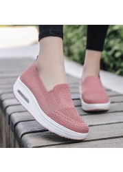 Ladies Air Cushion Shoes Lazy Comfortable Shock Absorbing Sneaker Soft Sole Breathable Casual Outdoor Shoes