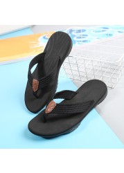 men summer flip flops beach sandals anti-slip casual flat shoes patchwork slippers home slippers for men