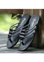 2020 mens flip flops sandals genuine leather casual men's shoes slippers summer fashion beach flip flops flat sandalias mujer