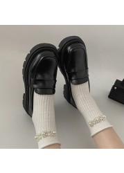 Rimocy Thick Sole Platform Women Shoes Fashion Black PU Lether Loafers Female 2022 Spring Comfortable Slip On Casual Shoes Woman