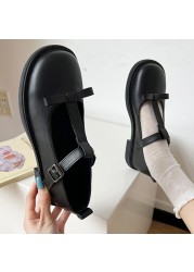 Lucifer 2022 Spring Bow T Strap Mary Jane Shoes Women Round Toe Patent Leather Flats Woman Black Ankle Buckle Casual Shoes