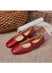 JOVONO Size 33-40 Women Flat Shoes Genuine Leather Buckle Spring Ins Style Ladies Shoes Fashion Casual Shoes Size 33-40