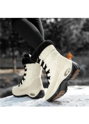 platform winter boots women keep warm plush fur flat non-slip waterproof comfortable snow boots woman black thigh high boots