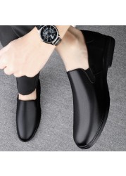 Genuine leather men's casual shoes luxury brand shoes breathable slip on lazy driving shoes high-end fashion shoes