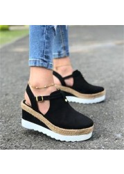 Women's platform sandals, flat shoes, solid color, casual style, fashionable, summer 2021