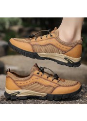 2021 new men's outdoor breathable sports shoes non-slip mountaineering shoes fashion lightweight work shoes large size men's shoes