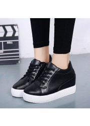 New white hidden wedge heels sneakers casual shoes woman high platform shoes women high heels wedges shoes for women