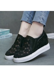 Lucifer Spring Summer Lace Breathable Sneakers Women Comfort Soft Sole Casual Shoes Woman Slip-on Height Increasing Shoes Mujer