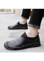 Genuine Leather Moccasin Shoes for Men Casual Shoes Genuine Leather Flat Fashion Walking Shoes Large Size 47