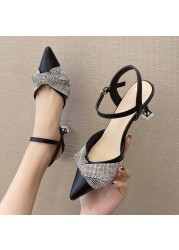 Rimocy Elegant Ladies Crystal Pointed Toe Pumps Sexy Thin High Heels Wedding Shoes Woman Spring Summer Slingbacks Sandals Women