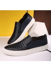 Men Oxfords Genuine Leather Men's Casual Shoes Luxury Brand Fashion Shoes Breathable Hand Knit Shoes Anti-slip Simple Shoes