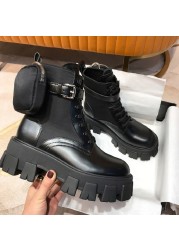 black punk platform motorcycle shoes women lace up chunky heel shoes women strap buckle designer shoes women