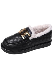 Women's shoes winter 2021 new plus velvet warm cotton shoes fashion anti-skid shoes loafers woman vulcanize shoes platform shoes