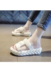 Summer outdoor wear slippers fashion thick bottom height versatile leisure beach sandals foot massage