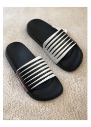 Male Black White Regular Base Luxe Pool Beach Slippers