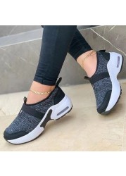 Lucifer Autumn Knitted Platform Sneakers Woman 2021 Breathable Mesh Slip-on Casual Running Shoes Ladies Sock Shoes Plus Size 43