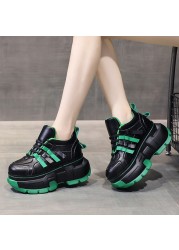 Lucifer High Platform Sneakers For Women Spring Autumn 8cm Chunky Heels Casual Shoes Woman Lace Up Vulcanized Shoes Female 2022