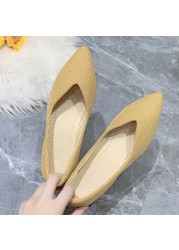 2022 Women's Shoes Autumn Single Shoes Fashion Knitted Pointed Shoes Flat Bottom Comfortable Plus Size 43