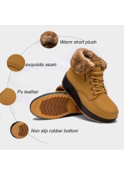 Lucifer Reptiles Wedges Platform Snow Boots Women Winter Warm Plush Lace Up Ankle Boots Woman Non-slip Casual Sneakers Female