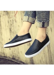 New Spring Summer Men Shoes Casual Shoes PU Leather Flats Slip On Low Top White Male Sneakers Tenis Masculino Adulto