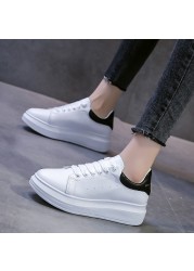 2022 New Genuine Leather Women Platform Sneakers Autumn Fashion Sport Little White Shoes Ladies Vulcanized Shoes Plus Size 44