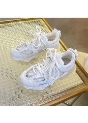 2022 New Fashion Thick Sole Women Sneakers Transparent Jelly Sneakers Chunky Air Mesh Sneakers Lace Up Shoes