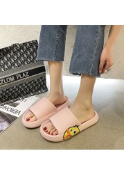 Cute cartoon female slippers summer 2022 new girl heart home non-slip deodorant couple thick bottom sandals outer wear women