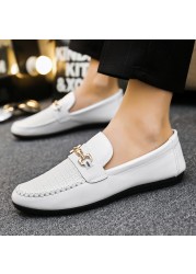 ZYYZYM Spring Autumn Men Casual Shoes Leather Trend Versatile Soft Sole Simple Loafers #D09