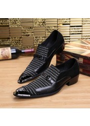 Fashion Embroidery Increase Height Genuine Leather Casual Shoes British Men Leisure Party Shoes Pointed Toe High Heel Shoes