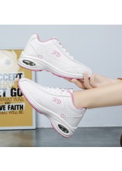 Genuine Leather Running Shoes Women Air Cushioning Casual White Sneakers Damping Non-slip Female Trainers Walking Sports Shoes