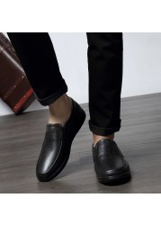 Genuine leather men loafers dress shoes slip on male casual shoes man wedding party driving moccasins shoes plus size