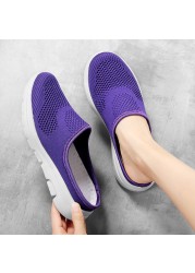 Half thickness traction surface breathable new women's shoes casual half-step lazy one pedal hollow out summer walking shoes