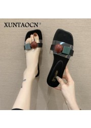 2022 New Korean Version Fashion Slippers Womern Candy Color Flat Flip Flops Women Sandals Casual Shoes Women A035