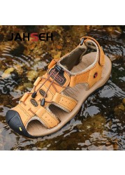 Genuine leather men's sandals summer new large size men's beach shoes men outdoor casual shoes fashion walking shoes slippers