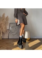 Fashion Brand Motorcycle Boots For Women Winter 2021 Plus Size Chunky Heel Ankle Boots Zipper Increase Platform Plush Boots