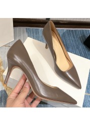 Autumn wedding party bride shoes for women 2022 new thin high heel pumps office black pink designer ladies shoes O0006