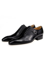 Spring Autumn New Men's Casual Oxford Business Genuine Leather Dress Shoes Pointed Toe Lace Up Zapatos Hombre Wedding Banquet Suit