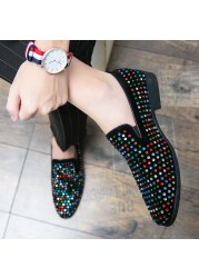 Luxury Men Designer Colorful Diamond Rhinestone Gentleman Flats Shoes Elegant Slingbacks Charm Wedding Dress Prom Shoes