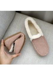 Women 2021 autumn winter new snow boots slip on fur warm soft flat plush add velvet to ladies tendon casual comfortable shoes